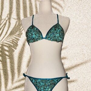 Teal Floral Bikini Set